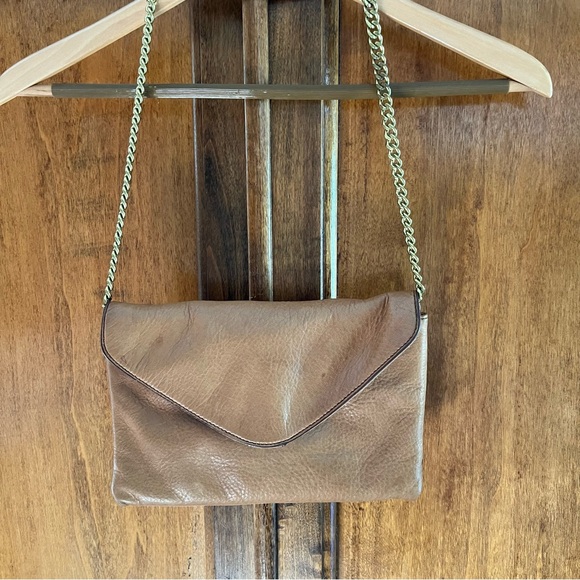 J. Crew Handbags - J CREW 100% Leather Shoulder Bag with Flap and Gold Chain Strap